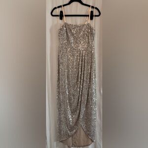 Aakaa Sparkling Silver Midi Dress
